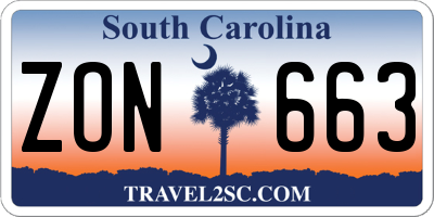 SC license plate ZON663