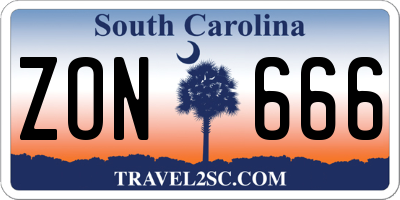 SC license plate ZON666
