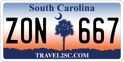 SC license plate ZON667