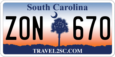SC license plate ZON670