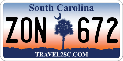 SC license plate ZON672