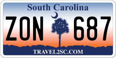 SC license plate ZON687