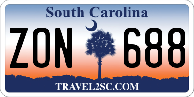 SC license plate ZON688