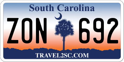 SC license plate ZON692