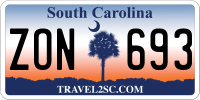 SC license plate ZON693