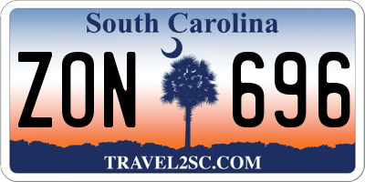 SC license plate ZON696