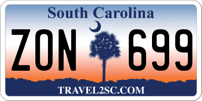 SC license plate ZON699