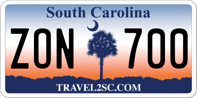 SC license plate ZON700