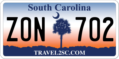 SC license plate ZON702