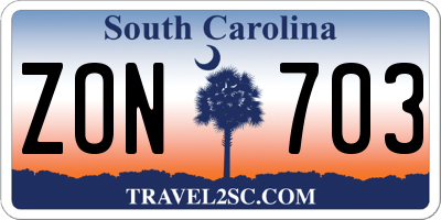 SC license plate ZON703