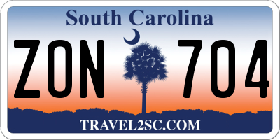 SC license plate ZON704