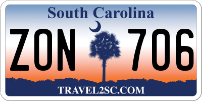 SC license plate ZON706