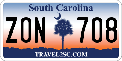 SC license plate ZON708