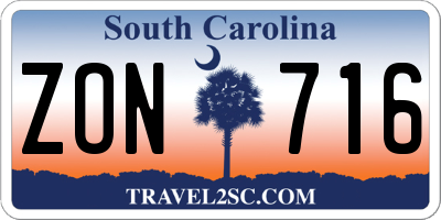 SC license plate ZON716