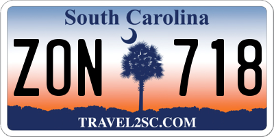 SC license plate ZON718