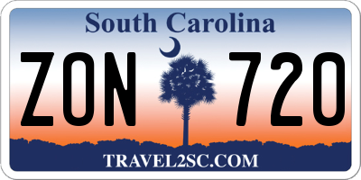 SC license plate ZON720