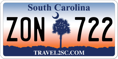 SC license plate ZON722