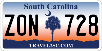 SC license plate ZON728