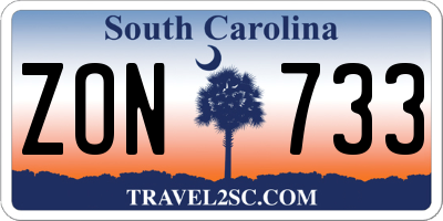 SC license plate ZON733