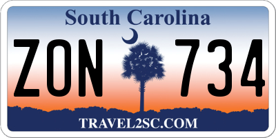 SC license plate ZON734