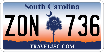 SC license plate ZON736