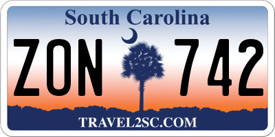 SC license plate ZON742