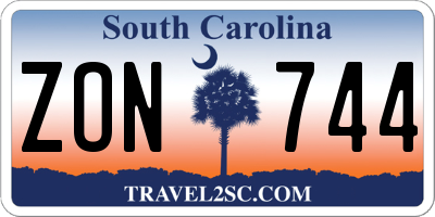 SC license plate ZON744