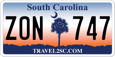 SC license plate ZON747