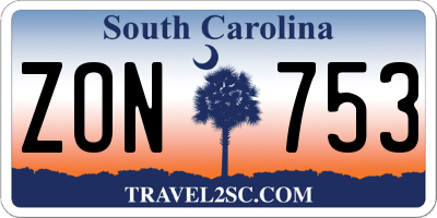 SC license plate ZON753