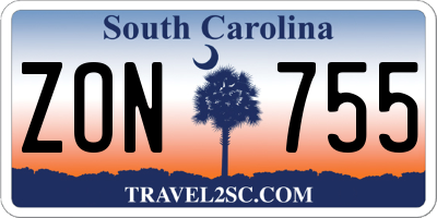 SC license plate ZON755