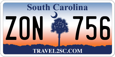 SC license plate ZON756