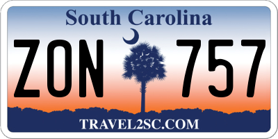 SC license plate ZON757