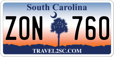 SC license plate ZON760