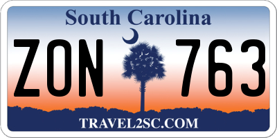 SC license plate ZON763