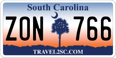 SC license plate ZON766