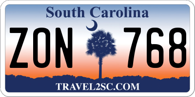 SC license plate ZON768