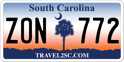 SC license plate ZON772