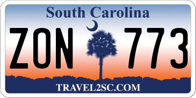 SC license plate ZON773