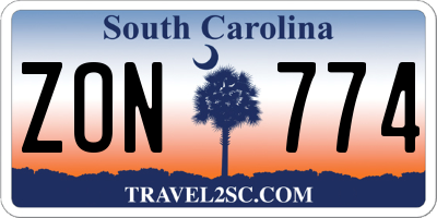 SC license plate ZON774