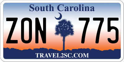 SC license plate ZON775
