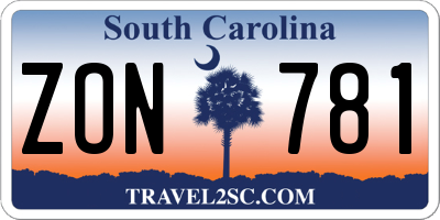 SC license plate ZON781