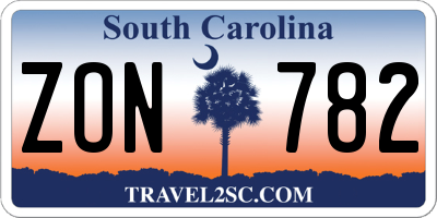 SC license plate ZON782