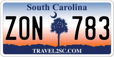 SC license plate ZON783