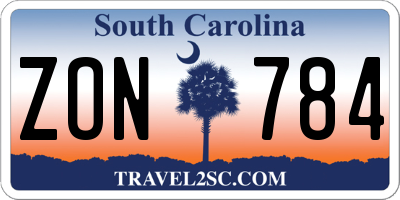 SC license plate ZON784