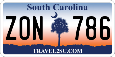SC license plate ZON786