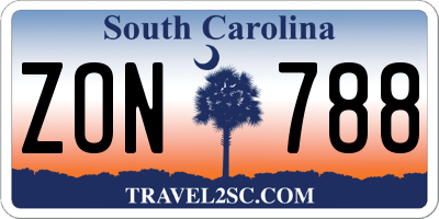 SC license plate ZON788