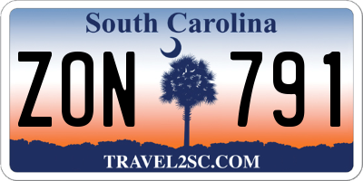 SC license plate ZON791
