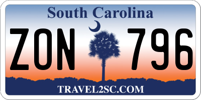 SC license plate ZON796