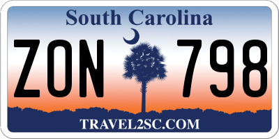 SC license plate ZON798