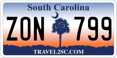 SC license plate ZON799